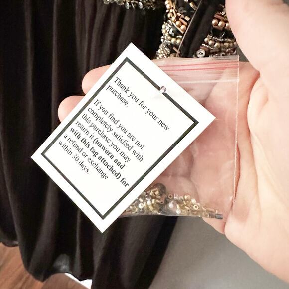 Ulla Popken Semi-Formal Sleeveless Black Chiffon Beaded Midi Dress Plus Size 5X - Picture 5 of 13